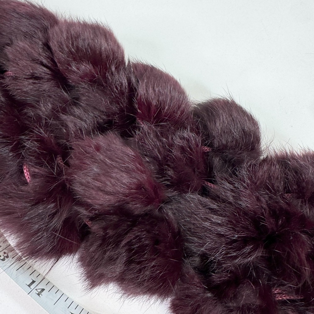 Fur Pom Pom Scarf Womens One Size Purple Neck Warmer Winter Wrap Soft Plush - Picture 5 of 6